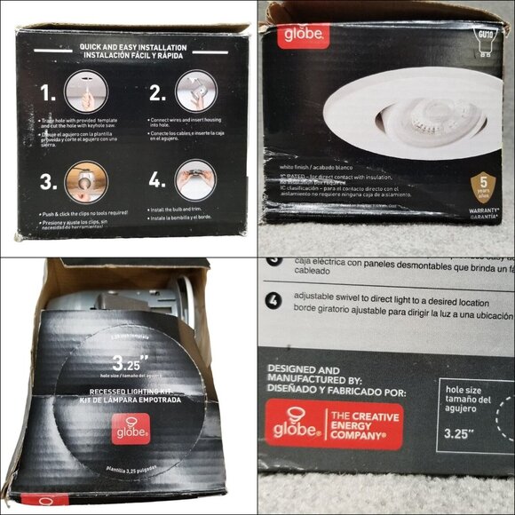 Globe LED Recessed Light Kit 9082101  3" Soft White Spot Swivel 50W 400 Lumens - Picture 10 of 11